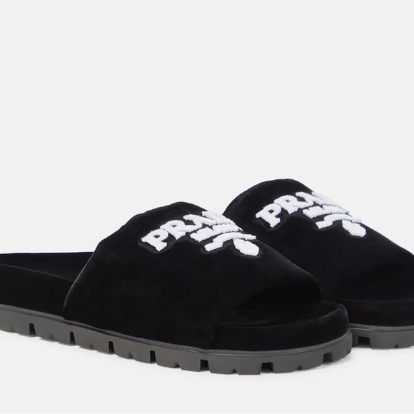 BNIB PRADA VELVET LUG SOLE SLIDES WOMENS 8.5 - Picture 6 of 7